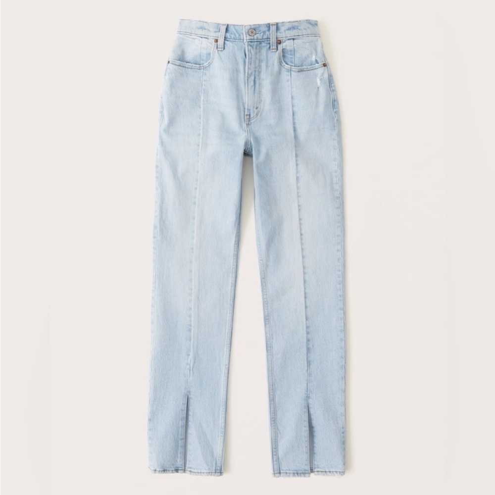 NWOT Curve Love Ultra High Rise 90s Straight Jeans, split hem, petite/short